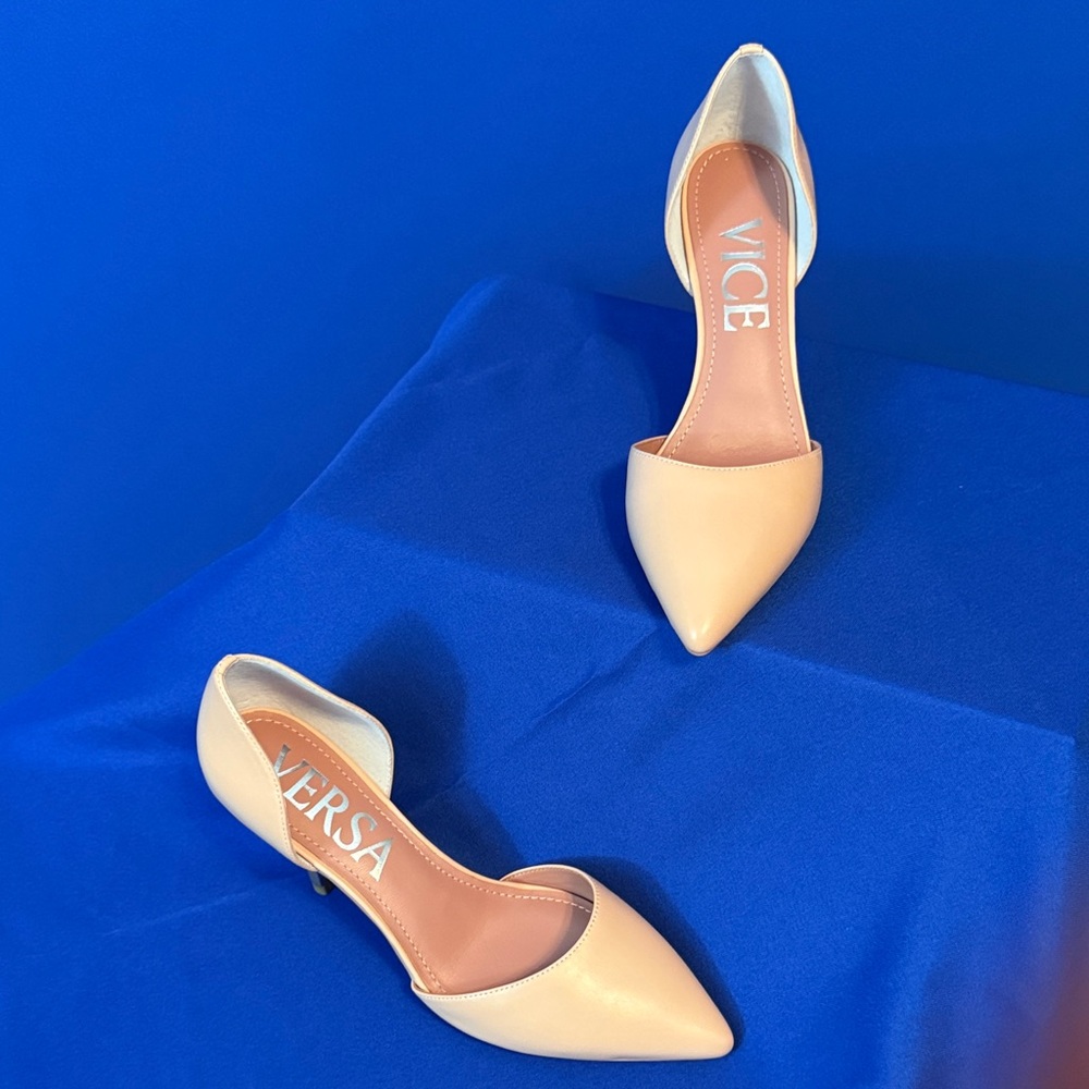 VERSA Nude Pointed-Toe D'Orsay Heels for Women